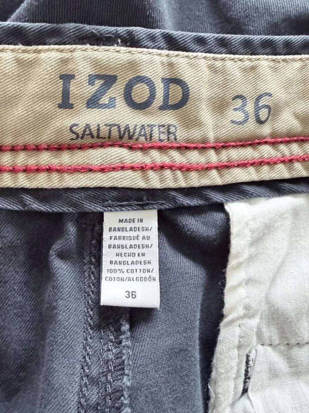IZOD Saltwater Men's Navy Cargo Shorts Size 36 100% Cotton